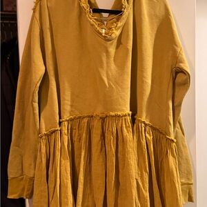 Free People Mustard Yellow Blouse
